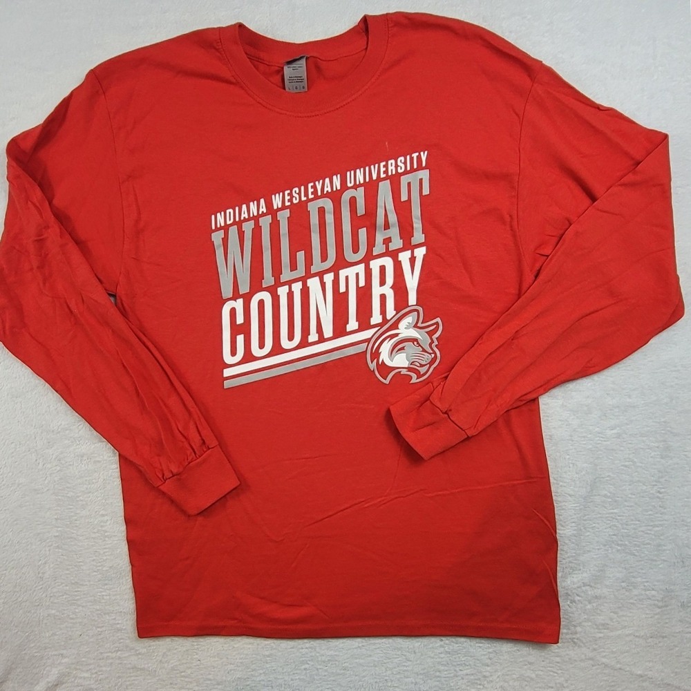 Indiana Wesleyan University Wildcat Country Long Sleeve Shirt Red Mens Large